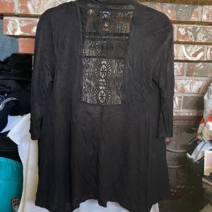 Lightweight cardigan black with lace